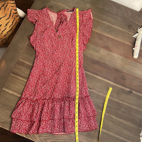 SHEIN Open Back Tie Back Ruffle Flutter Sleeve Ditsy Floral Dress, Sz.Small NWOT - Picture 7 of 12